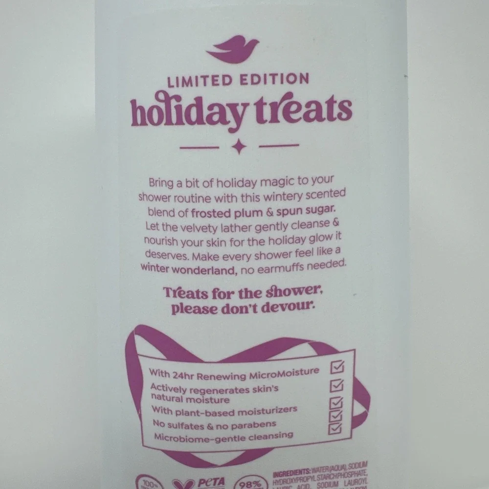4 Dove Beauty Holiday Treat‎ Limited Edition Frosted Plum Berry Body Wash 20 oz